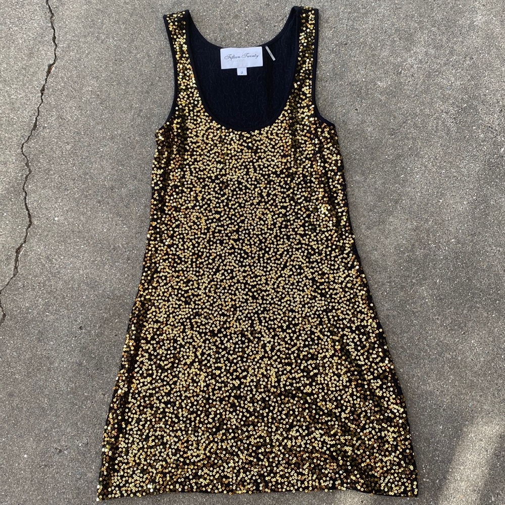Fifteen Twenty sleeveless sequin tank dress.